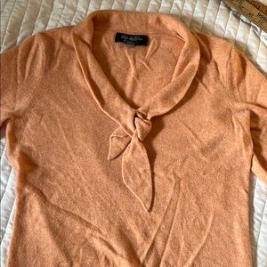 Brooks Brothers Peach Cashmere Sweater with Tie Detail